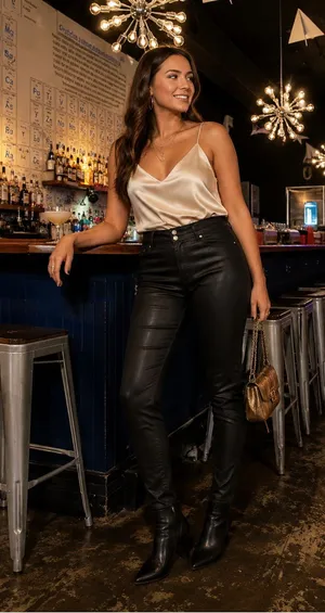 Apperloth Black Coated High Rise Skinny Pants Small Faux Leather Look Y2K S thumbnail 1