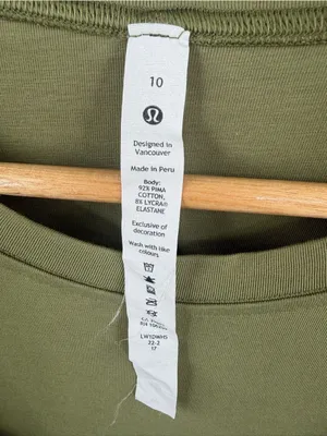 Lululemon cotton wrap front t-shirt dress bronze green women’s 10 Athleisure thumbnail 2