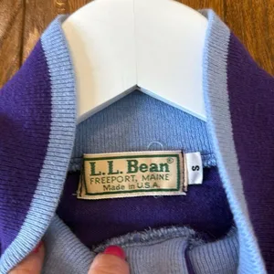 L.L. Bean vintage purple striped rugby tunic pullover sml thumbnail 4