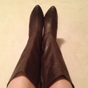 Brazilian Leather Knee High Boots | Brown Wood Heel | Size 8.5 thumbnail 6