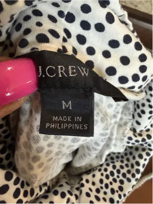 Women's J.Crew Long Sleeve Mock Neck Tee, Size M, White and Black Polka Dot thumbnail 4