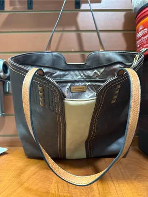 Montana West Brown & Cream Two-Tone Leather Tote thumbnail 2