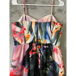 Corey Lynn Calter Watercolor Floral Scenic Midi Dress‎ Artistic Garden Party 6 thumbnail 4