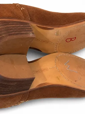 Vince Camuto Brown Suede Western Ankle Boots Gold Studs Size 7.5 thumbnail 5