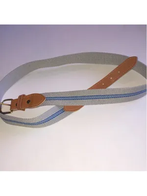 Canvas Stripe Belt with Tan Leather Accents thumbnail 6