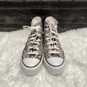 Converse Jungle Art Platform High Top Shoes Neutral Animal Print Y2k Streetcore thumbnail 3