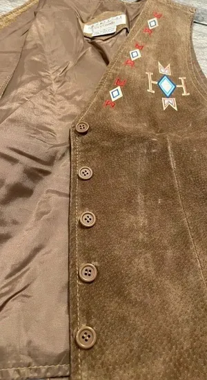 Cambridge Dry Goods 100% Leather Vest Small Lined Western Aztec Southwestern thumbnail 10