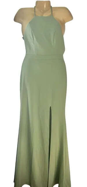NWT Elegant Mint Formal Dress with Rhinestones Details thumbnail 1