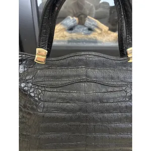 Vintage Black Embossed‎ Crocodile Texture Top Handle Handbag Gold Hardware Women thumbnail 7