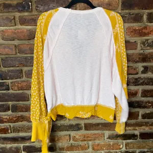 NWT Free People Pink Mustard Yellow Long Sleeve Wrap Auxton Top Women's Small thumbnail 9