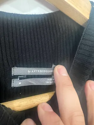 Anthropologie Black Slim Ribbed MIDI dress M thumbnail 7