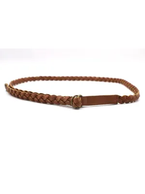 Brown Braided Vegan Leather Belt Thin w/ Ring Closure Boho Cottagecore Y2K Retro thumbnail 2