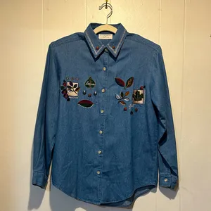 Vintage NWT “dead stock” Christopher &Banks Fall denim shirt women’s sz‎ s thumbnail 2