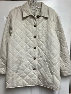 Orvis cream Quilted Jacket sz S thumbnail 2