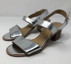 ASOS Silver Metallic Heel Sandals Block Heel Size 5 thumbnail 3