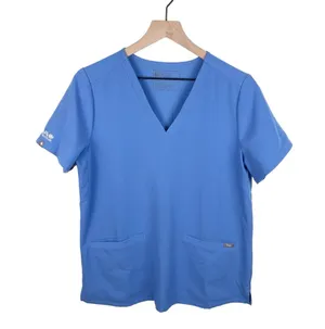 Figs Casma Three-Pocket Scrub Top Ceil Blue Aya Healthcare Embroidered Medium thumbnail 1