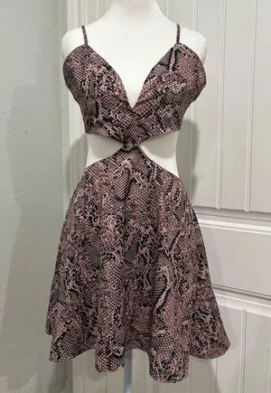 Superdown Blush Pink Snake Print Dress Size L thumbnail 1
