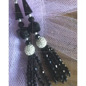 Charming Charlie Black Silver Sparkly Dangle Earrings New Years Eve Holiday thumbnail 2