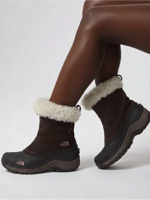 The North Face Women's Dark Brown Winter Boots with Cream Faux-Fur Cuff Sz 7 thumbnail 1