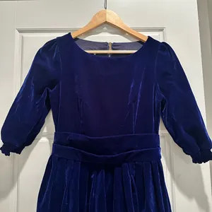 Feiinvan Navy‎ Velvet Fit & Flare Dress A Line Holiday Party Small thumbnail 3