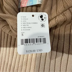 Free People Beach NWT Kami Hooded Sweater Set Womens Small Brown/Cream Oversized thumbnail 9