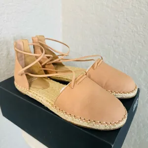 Eileen Fisher Lace-Up Leather Espadrille Sandal, Toffee Cream Pink Size 7.5, NWT thumbnail 7