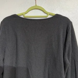 Aerie Black Waffle Knit Long Sleeve Top Sz XL thumbnail 7