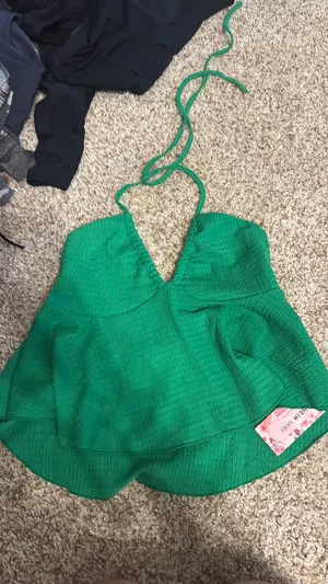 Green Tie Top Shein thumbnail 2