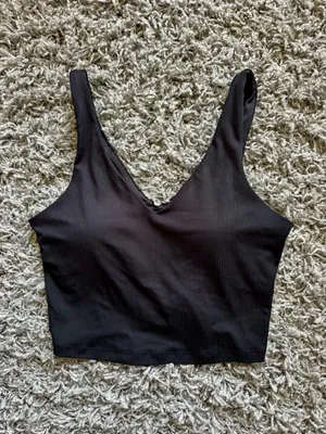 Athleta Transcend V Neck Rib Crop Sports Bra thumbnail 3