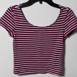 American‎ Eagle Women Cotton Stretch stripe crop top XS thumbnail 3