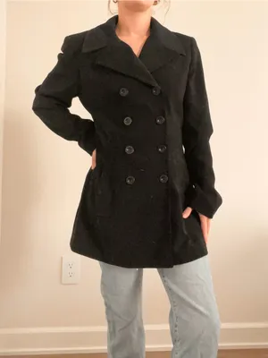 bebe Black Double-Breasted Women's Peacoat Style Blazer thumbnail 3