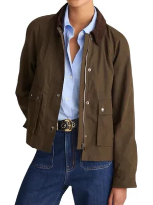 NWD Madewell The Billie Short Jacket Trench Green Barn Coat Women’s XL thumbnail 1
