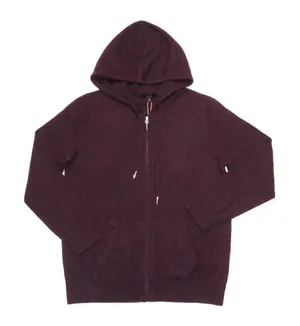 NWT Quince Mongolian Cashmere Full-Zip Hoodie in Burgundy Sweater M thumbnail 1