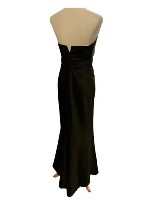 David’s Bridal Black Strapless Satin Evening Gown / Bridesmaid Dress – Size thumbnail 2