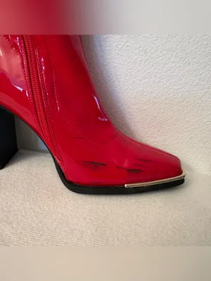 Dream Paris Patent Heeled Boots Red & Black US 7 thumbnail 8
