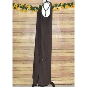 Sunbelt Women's Maxi Dress Size S Brown Faux Suede Y2K Vintage Lagenlook Slits thumbnail 3
