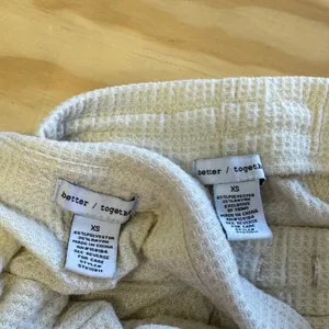 Better Together Cream Waffle Knit Lounge Pajama Set Henley Top Wide Leg Pants XS thumbnail 8