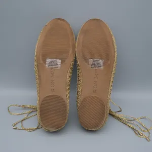 On 34th Kassiani Ballet Flats Lace Up Crochet 6.5 Gold Metallic Knit Ghillie thumbnail 6