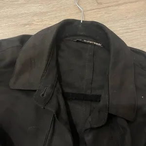 Zara Faux Suede Black Belted Trench Coat M thumbnail 13