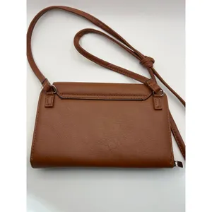 Brown Leather Crossbody Wallet Bag Snap Closure Organizer Purse thumbnail 5