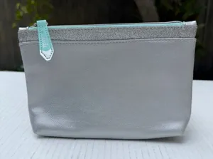 Silver Metallic Makeup Bag Cosmetic Pouch Travel Organizer Zipper Case thumbnail 1