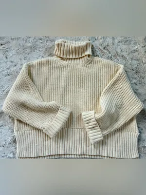 Madewell Turtleneck Sweater Knit - Cream, Medium thumbnail 3