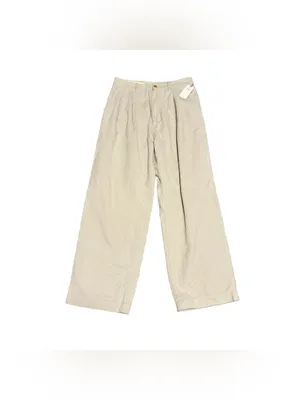 AE77 Premium Pleated Corduroy Pant American Eagle Cream High Waist Wide Leg NWT thumbnail 2