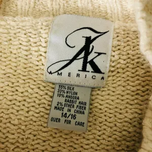 JK America Womens Vintage Sweater Silk Angora Blend Faux Pearls Ivory Size 14/16 thumbnail 4