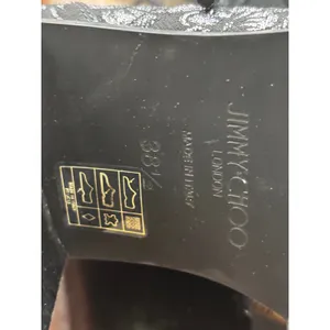 Jimmy Choo Floral Brocade Combat Boots 38.5 Black Silver Metallic Whimsigoth thumbnail 11