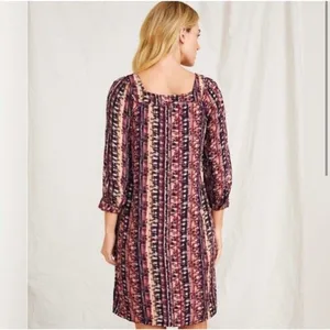 Garnet Hill Jardin Crepe Dress Firesmoke Stripe A-line 3/4 Sleeves‎ Size Small thumbnail 2