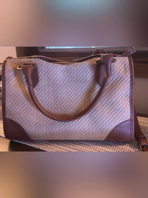 Frye and Co Straw Tote Handbag in Brown and Cream thumbnail 4