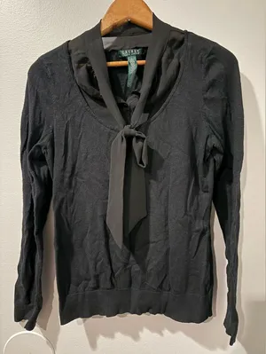 Women’s‎ Ralph Lauren Neck Tie Sweater Size L J thumbnail 1