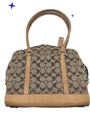 Authentic Coach Signature Tan Canvas Purse Handbag 6097 Mob Wife Vintage Tote thumbnail 6