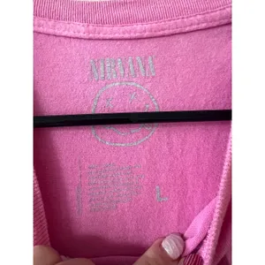 Nirvana Graphic Band Tee Pink 100% Cotton Grunge Rock T-Shirt thumbnail 2